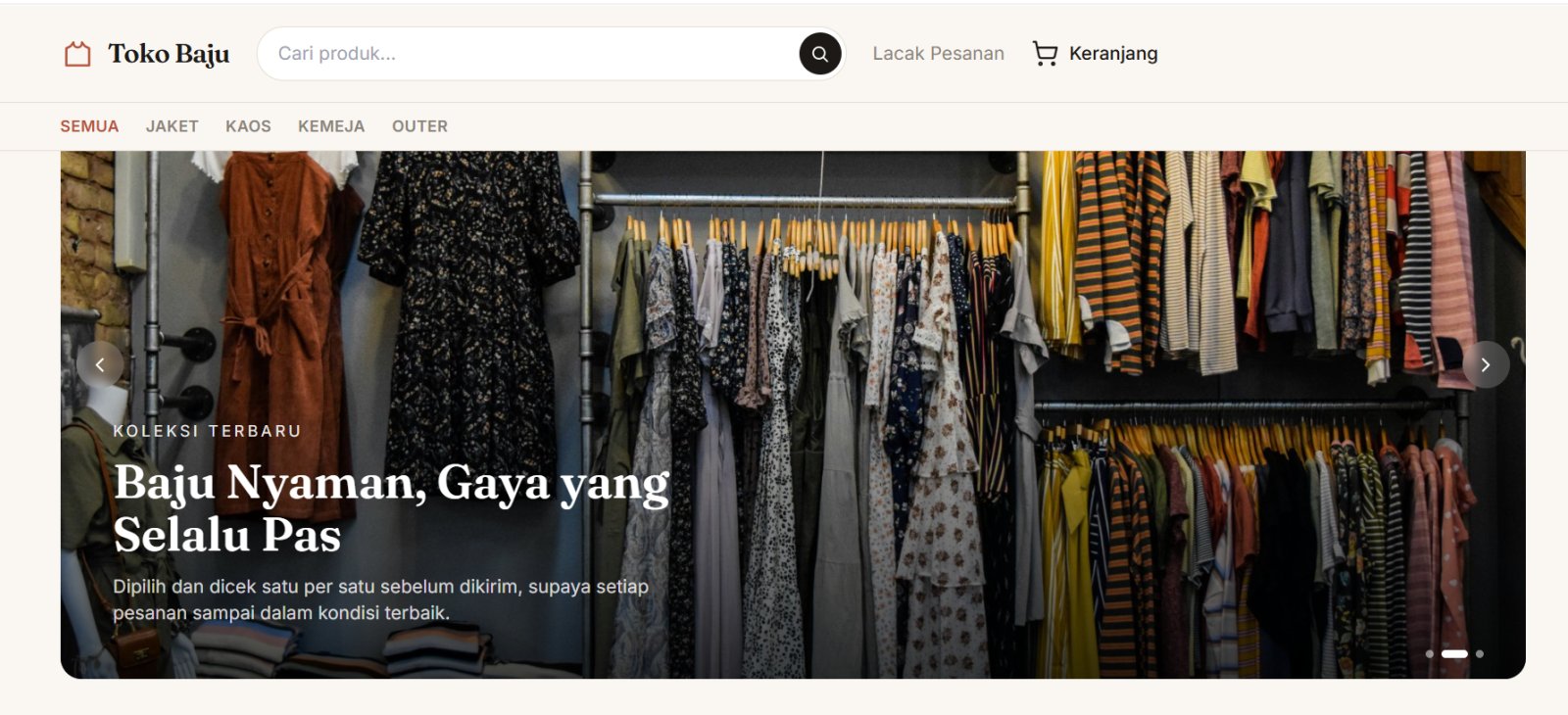 Screenshot Toko Baju Online — Toko Fashion Elegan