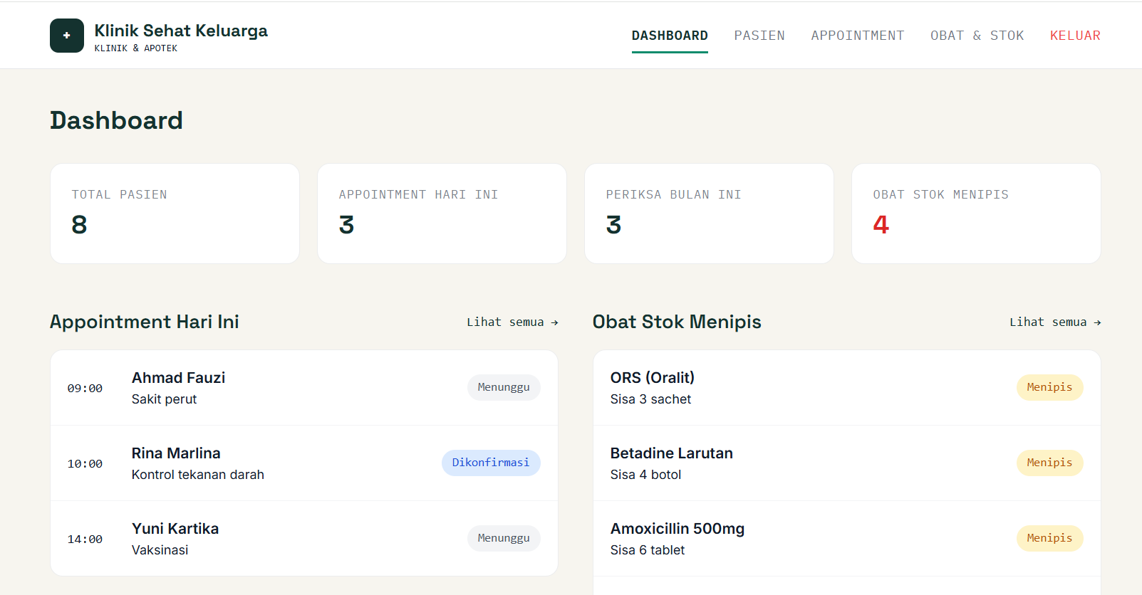 Screenshot Klinik & Apotek Kecil